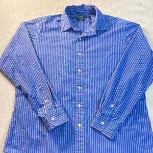 Polo Ralph Lauren Curham Classic Fit Shirt Mens Large Blue White Striped Button